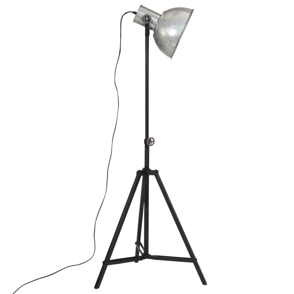 vidaXL Podlahová lampa 25 W starožitná strieborná 61x61x90/150 cm E27