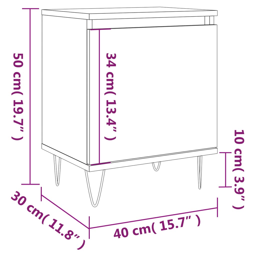 vidaXL Nočné skrinky 2 ks dub sonoma 40x30x50 cm kompozitné drevo