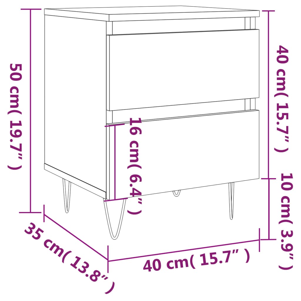 vidaXL Nočné stolíky 2 ks čierne 40x35x50 cm kompozitné drevo