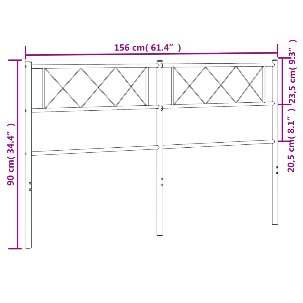 vidaXL Kovové čelo postele, biele 150cm