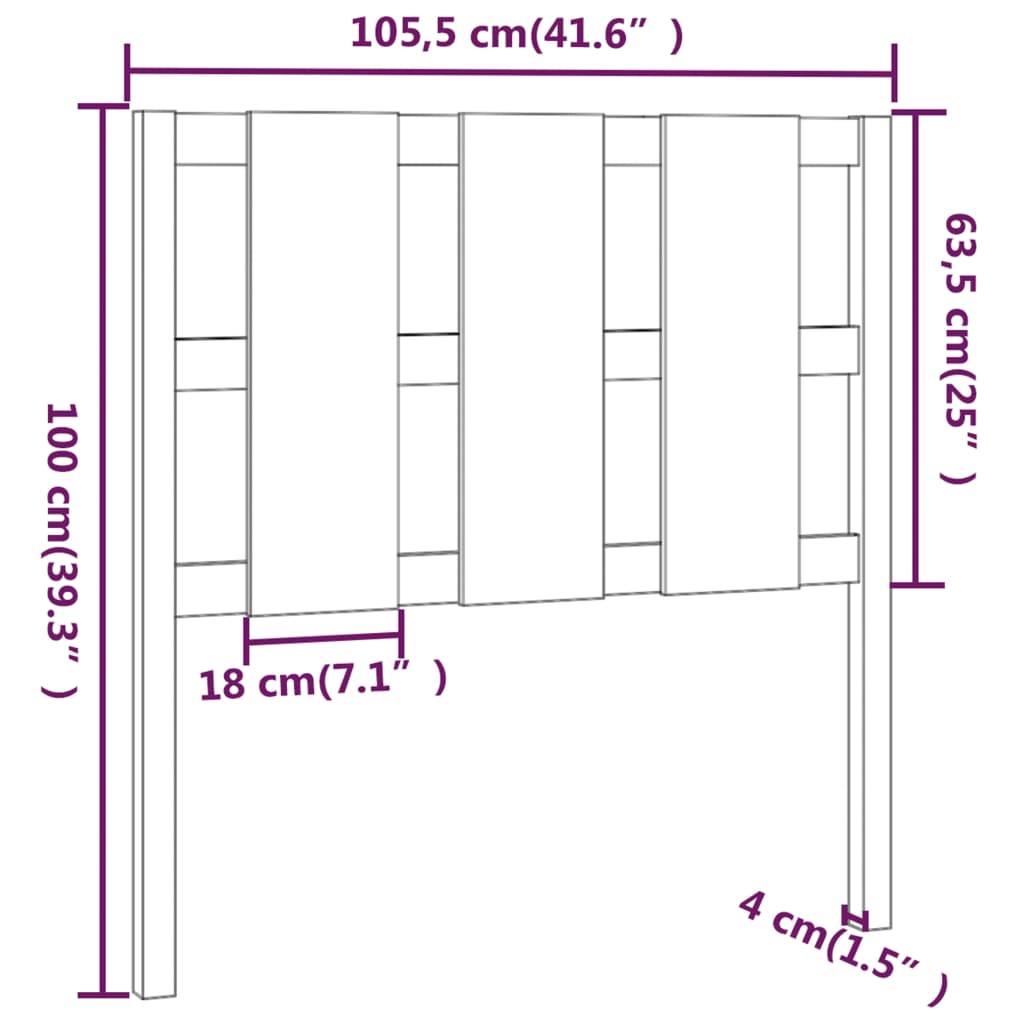 vidaXL Čelo postele 105,5x4x100 cm masívna borovica