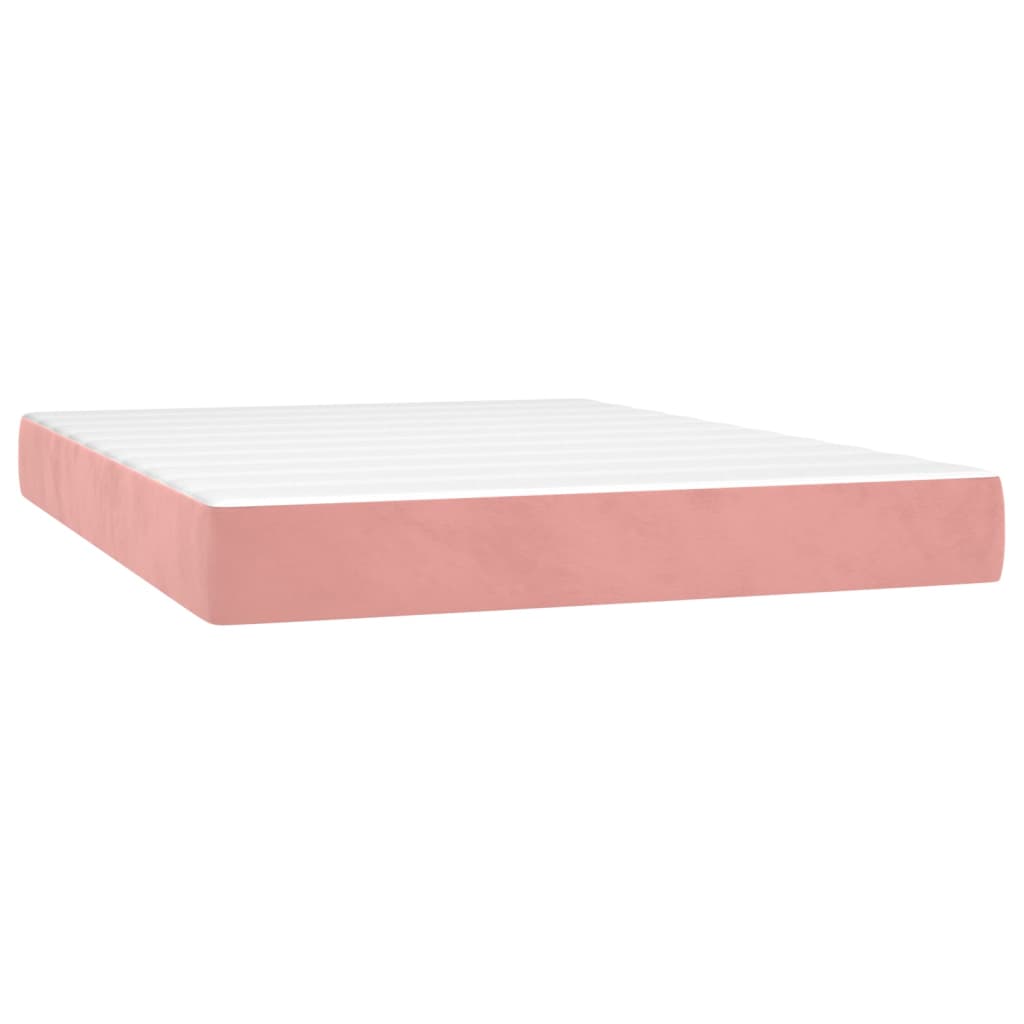 vidaXL Posteľný rám boxsping s matracom ružový 140x190 cm zamat