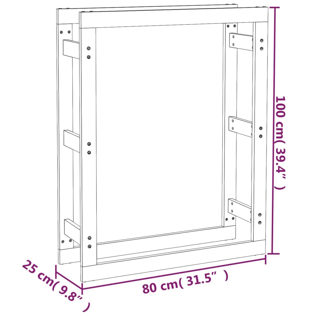 vidaXL Stojan na palivové drevo 80x25x100 cm masívna borovica