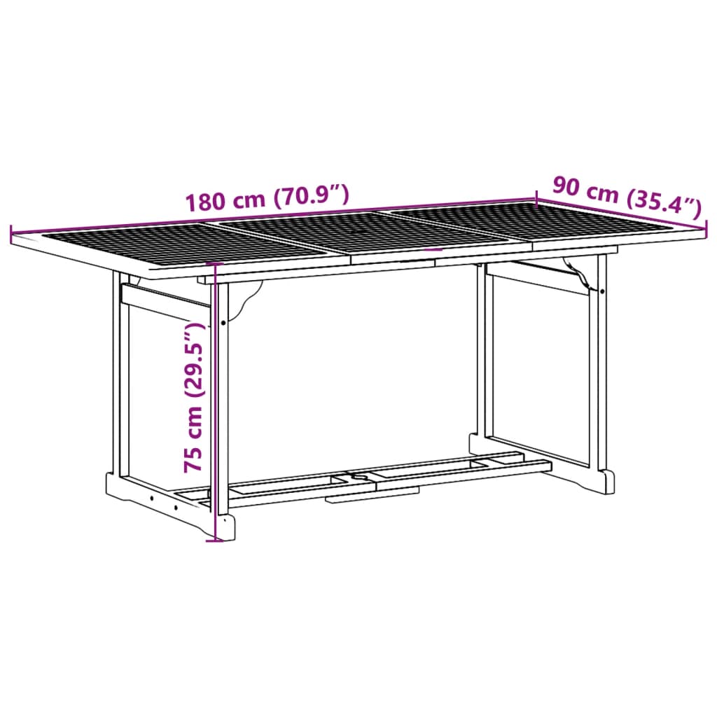 vidaXL 7-dielna záhradná jedálenská súprava 180x90x75cm masívna akácia