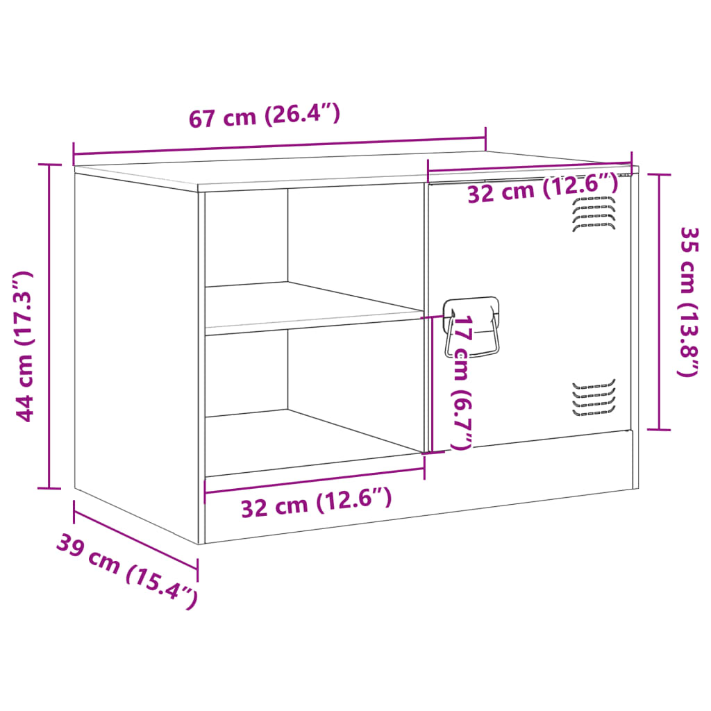 vidaXL TV skrinka biela 67x39x44 cm oceľ