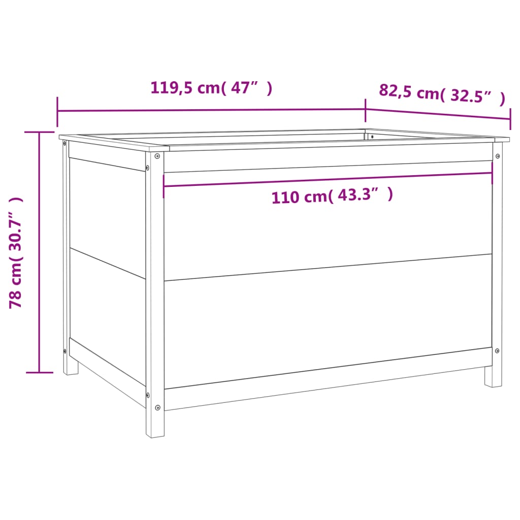 vidaXL Záhradný vyvýšený záhon biely 119,5x82,5x78 cm masívna borovica