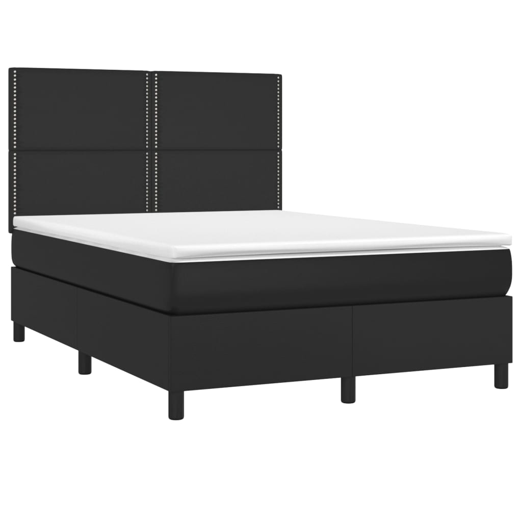 vidaXL Boxspring posteľ s matracom a LED čierny 140x190 cm umelá koža