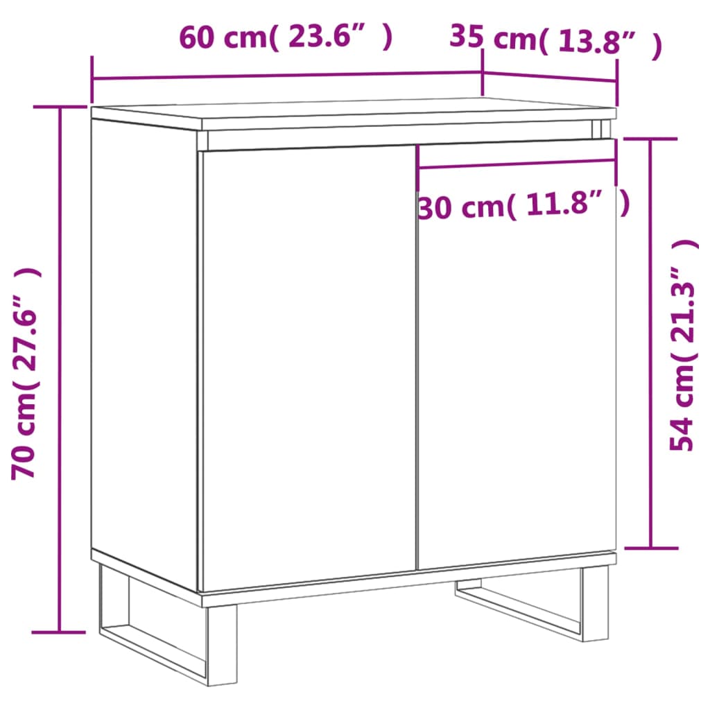 vidaXL Komoda sivý dub sonoma 60x35x70 cm spracované drevo