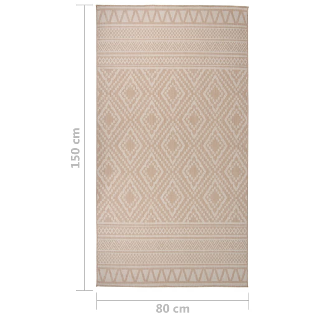 vidaXL Vonkajší koberec s plochým tkaním 80x150 cm hnedý pruhovaný