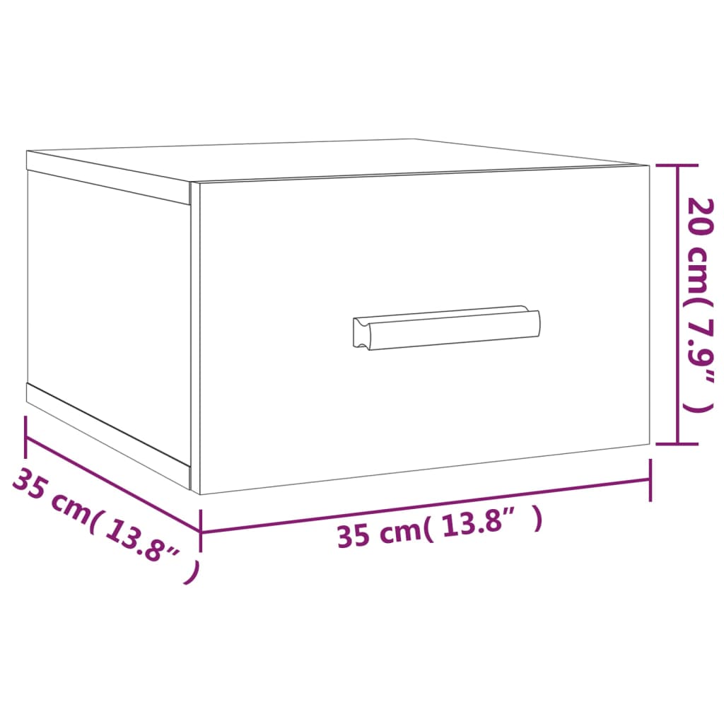 vidaXL Nástenné nočné stolíky 2 ks lesklé biele 35x35x20 cm