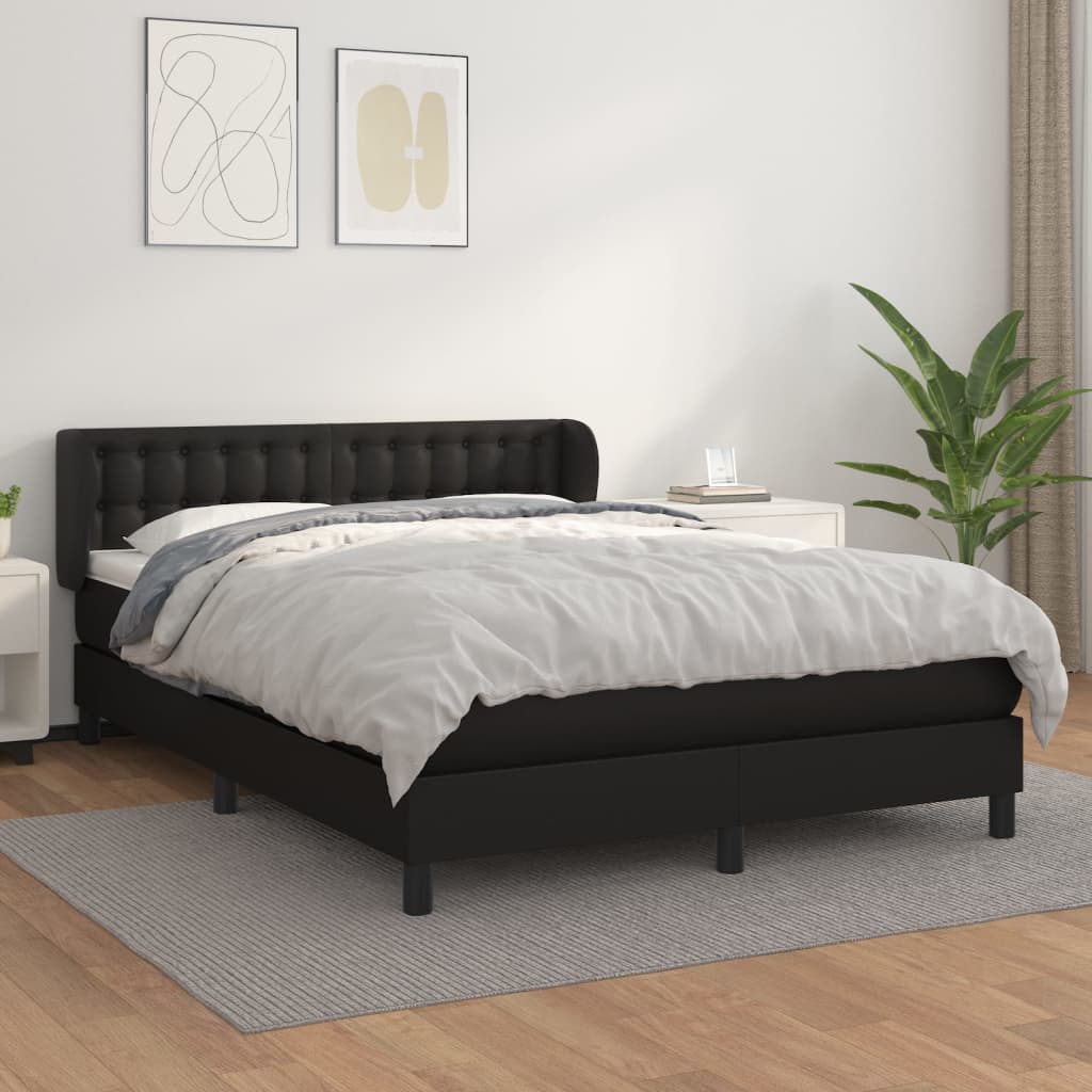 vidaXL Boxspring posteľ s matracom čierna 140x200 cm umelá koža