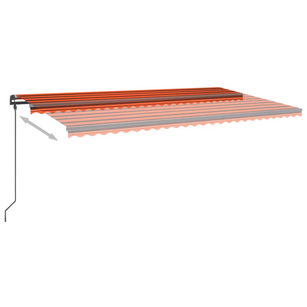 vidaXL Automatická markíza, LED a senzor vetra 6x3 m, oranžová/hnedá