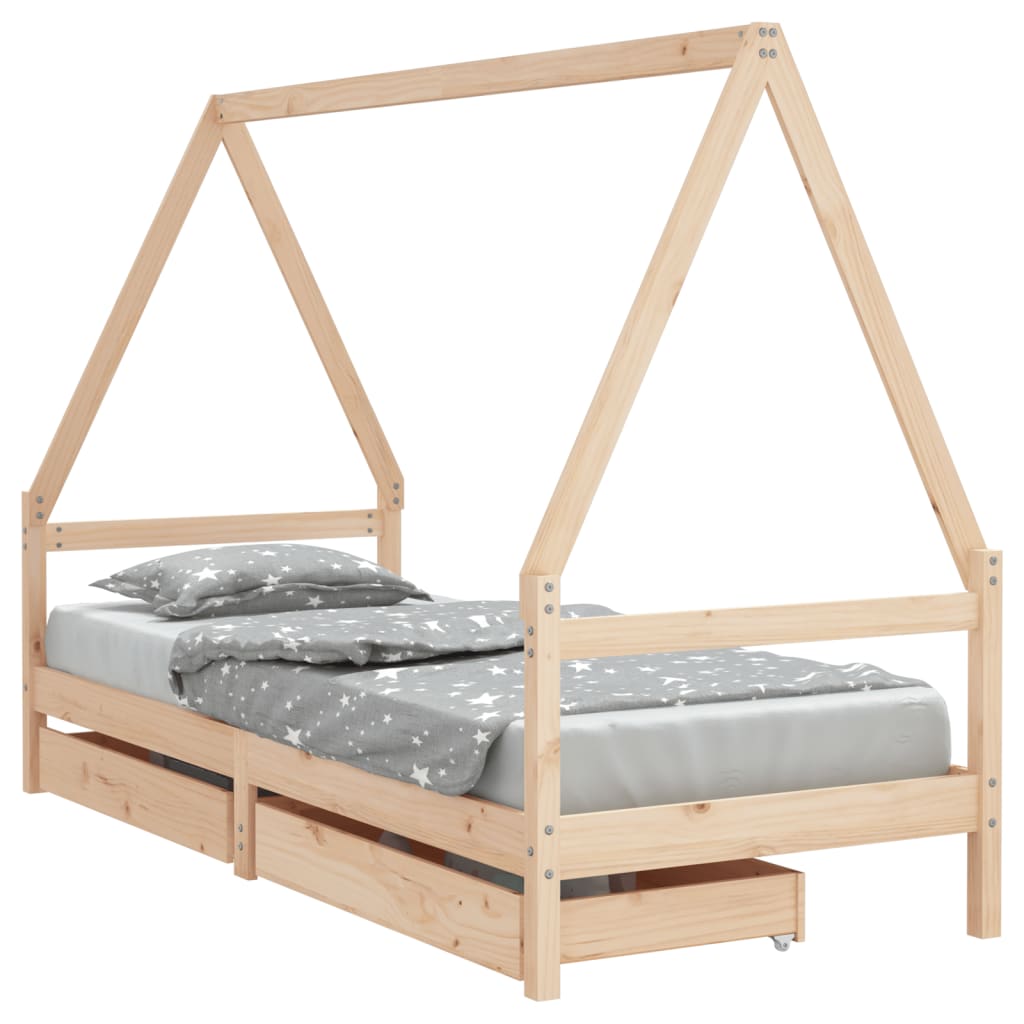 vidaXL Rám detskej postele so zásuvkami 90x190 cm masívna borovica