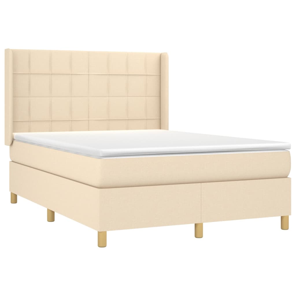 vidaXL Boxspring posteľ s matracom krémový 140x190 cm látka