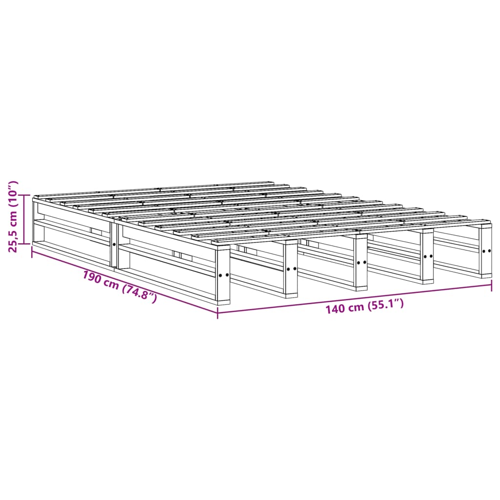 vidaXL Posteľ bez matraca 140x190 cm borovicový masív