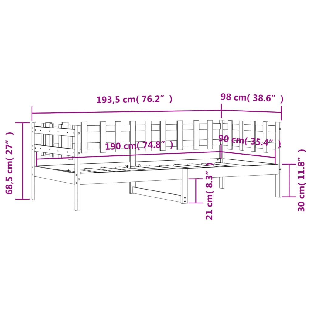 vidaXL Denná posteľ s matracom biela 90x190 cm masívna borovica