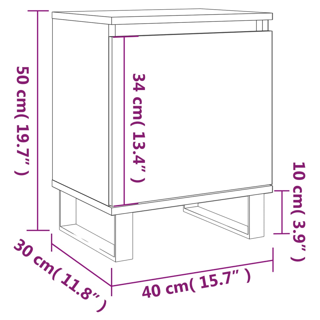 vidaXL Nočné skrinky 2 ks čierne 40x30x50 cm kompozitné drevo