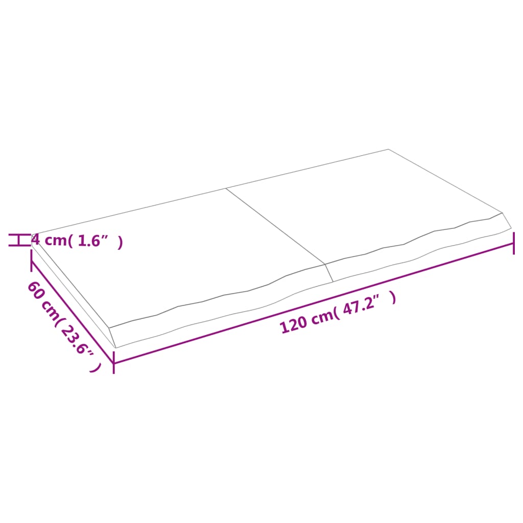 vidaXL Stolová doska 120x60x(2-4) cm neošetrený dubový masív