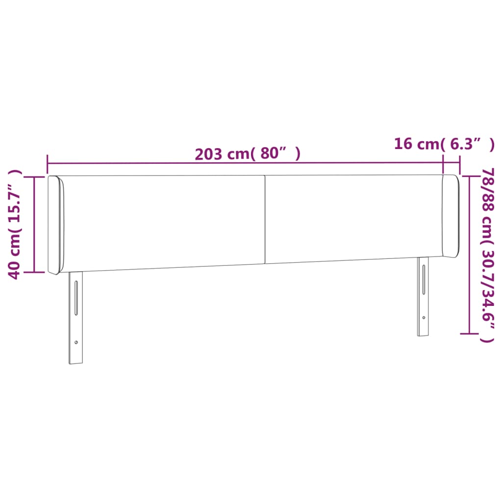 vidaXL Čelo postele so záhybmi čierne 203x16x78/88 cm zamat