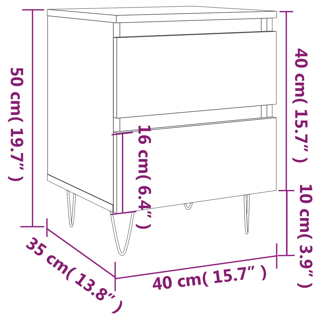 vidaXL Nočné stolíky 2 ks dub sonoma 40x35x50 cm kompozitné drevo