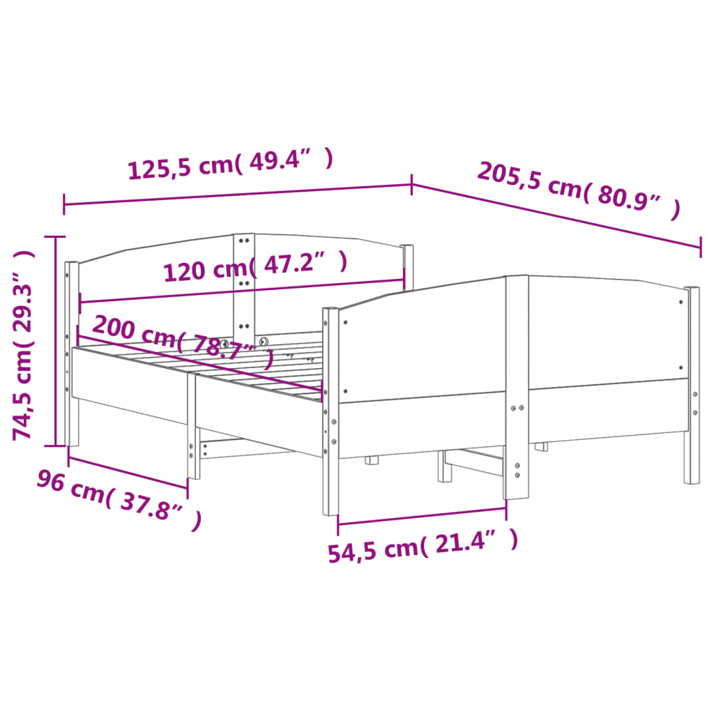 vidaXL Posteľ s matracom biela 120x200 cm borovicový masív