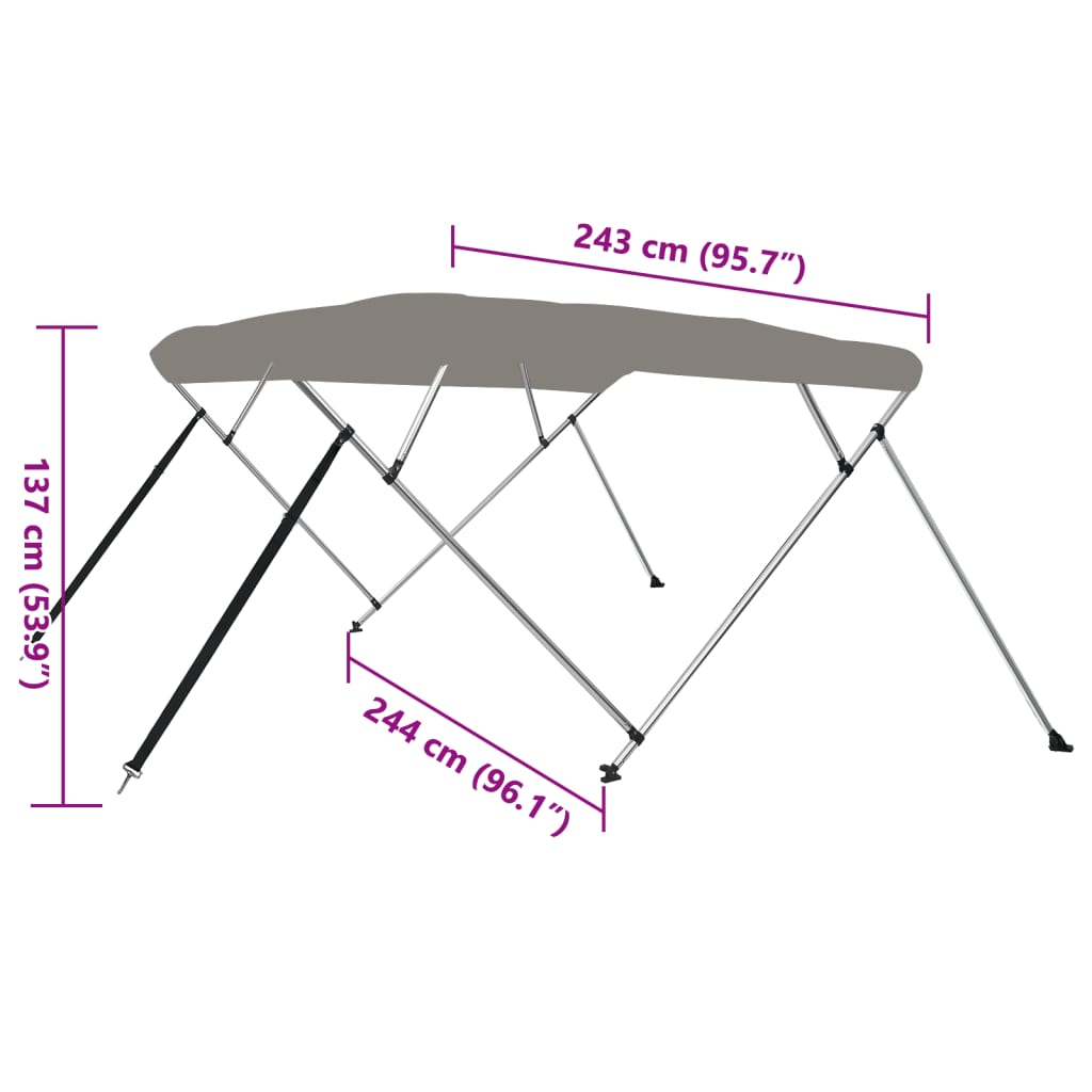 vidaXL 4-krídlová bimini strieška sivá 243x250x131 cm