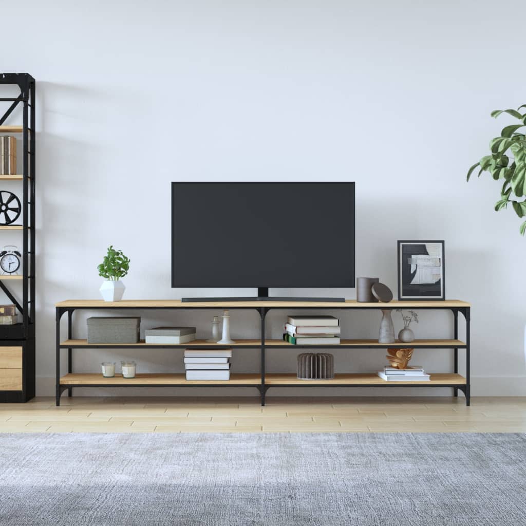 vidaXL TV skrinka dub sonoma 200x30x50 cm kompozitné drevo a kov