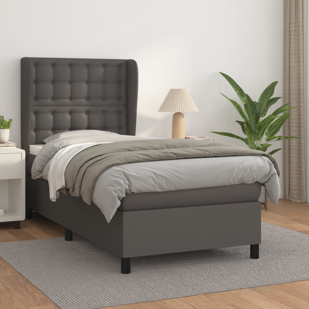 vidaXL Boxspring posteľ s matracom sivá 90x200 cm umelá koža