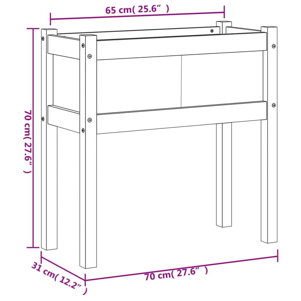 vidaXL Záhr. kvetináč s nohami voskový hnedý 70x31x70 cm mas. borovica