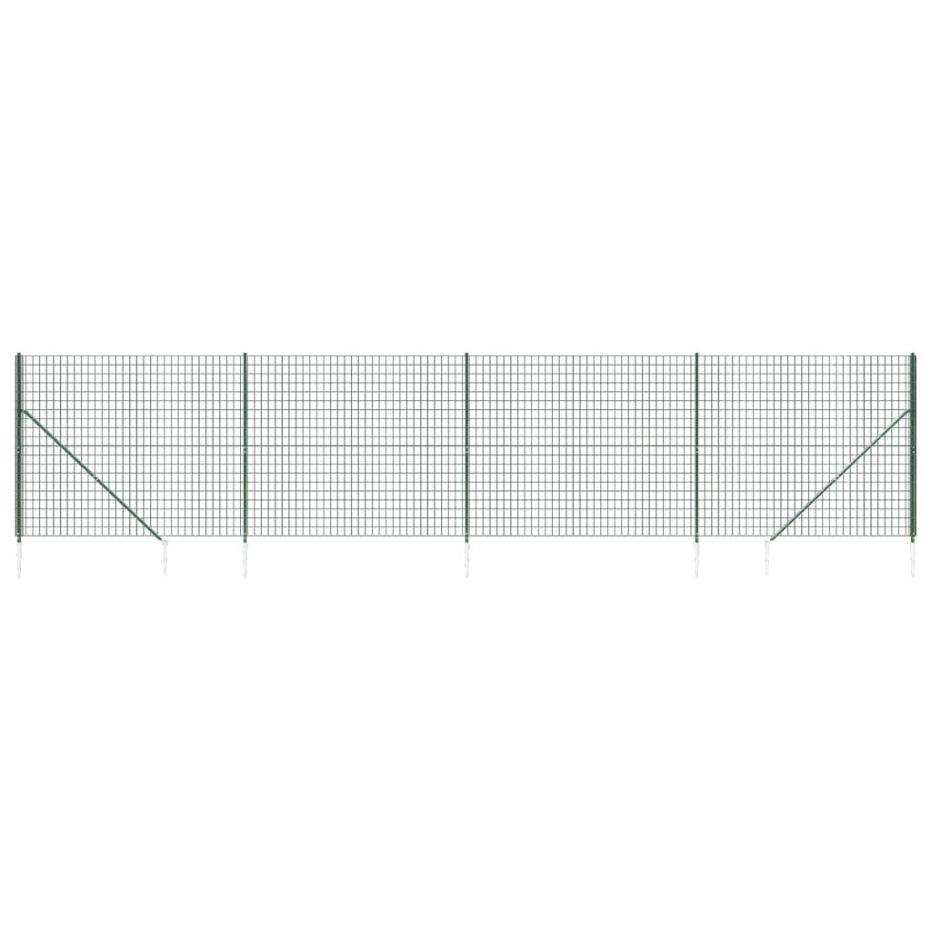 vidaXL Drôtený plot s kotviacimi hrotmi zelený 1,8x10 m