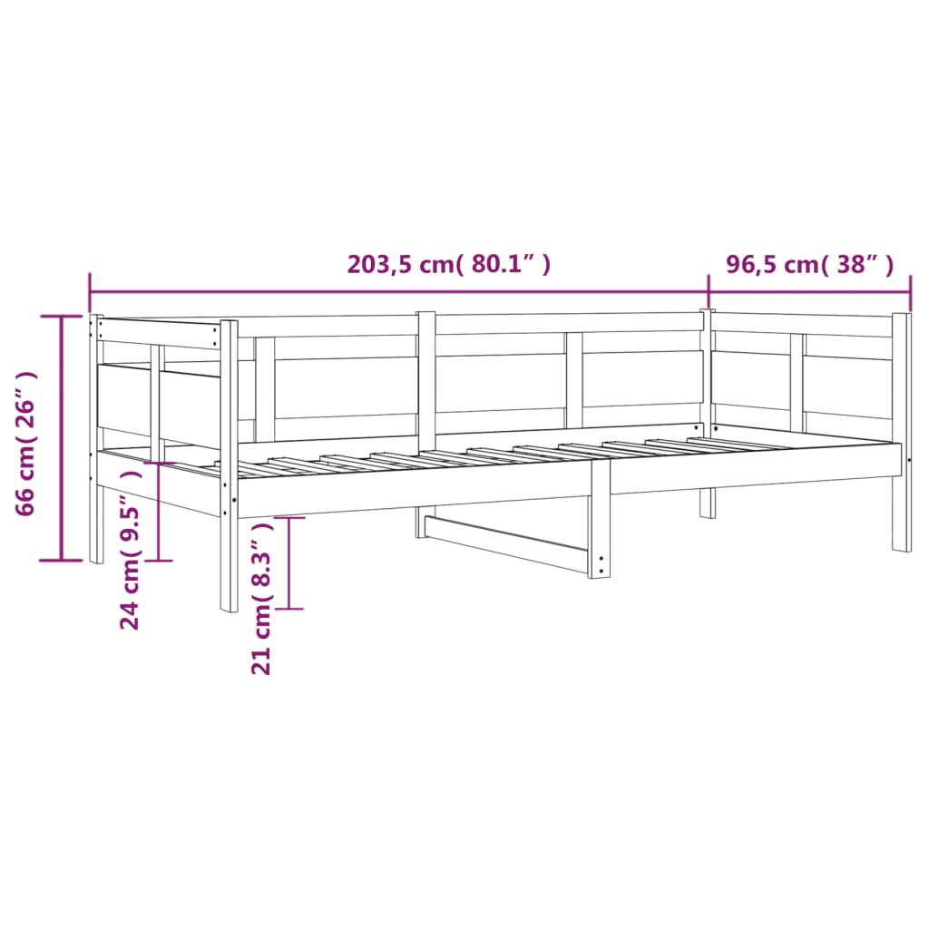 vidaXL Denná posteľ masívna borovica 90x200 cm