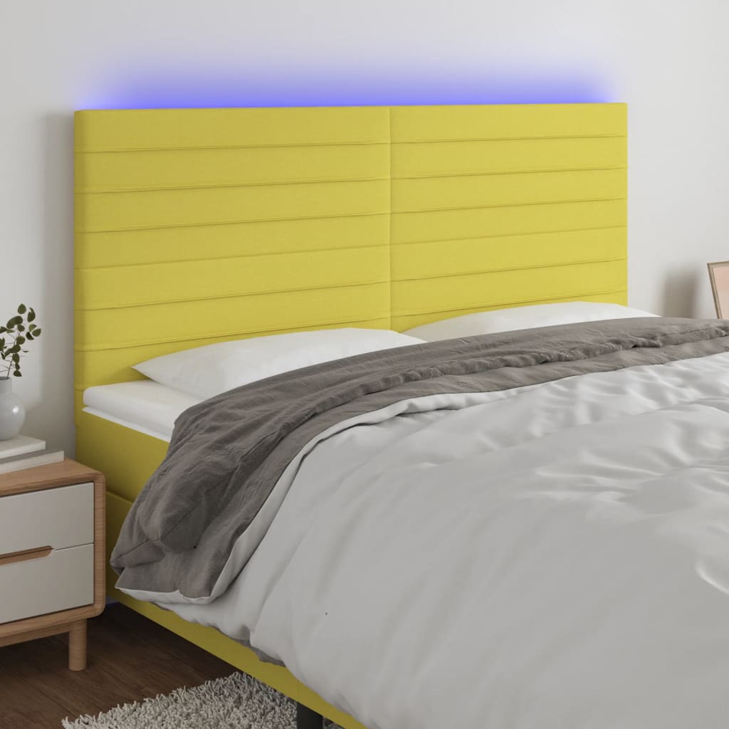 vidaXL Čelo postele s LED zelené 160x5x118/128 cm látka