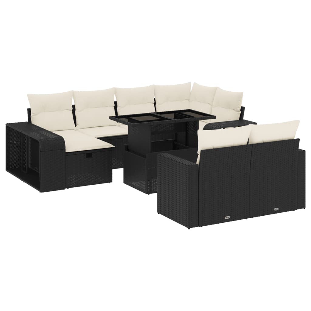 vidaXL 11-dielna záhradná sedacia súprava vankúše polyratan čierna