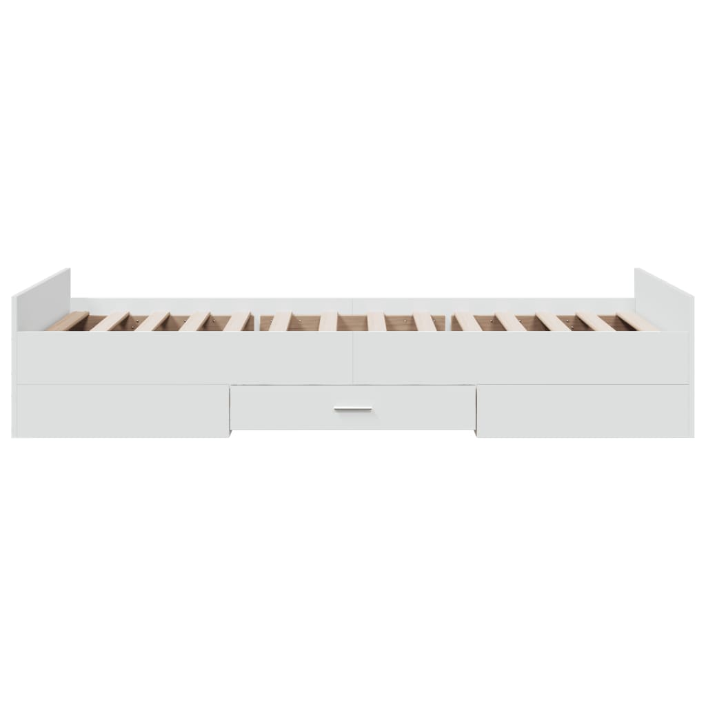 vidaXL Posteľný rám so zásuvkami biely 90x190 cm kompozitné drevo