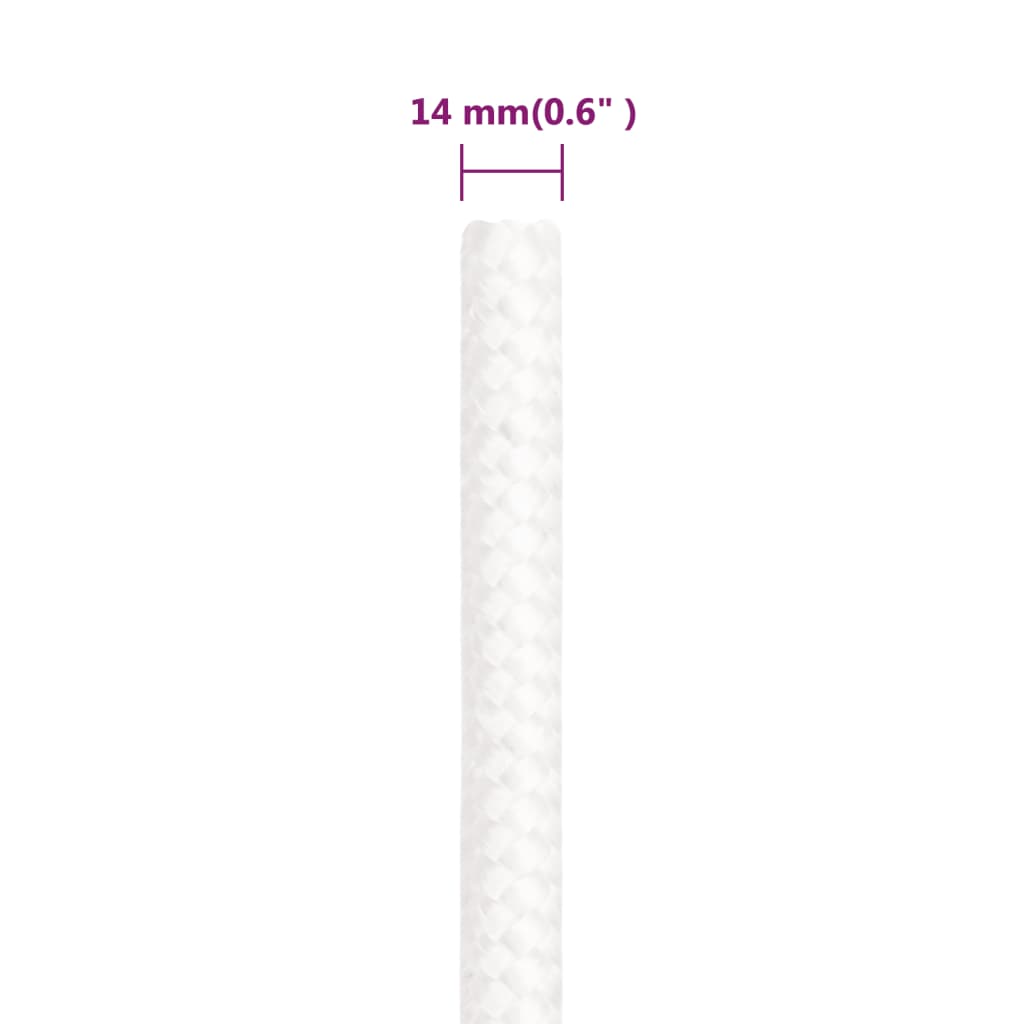 vidaXL Lodné lano biele 14 mm 25 m polypropylén