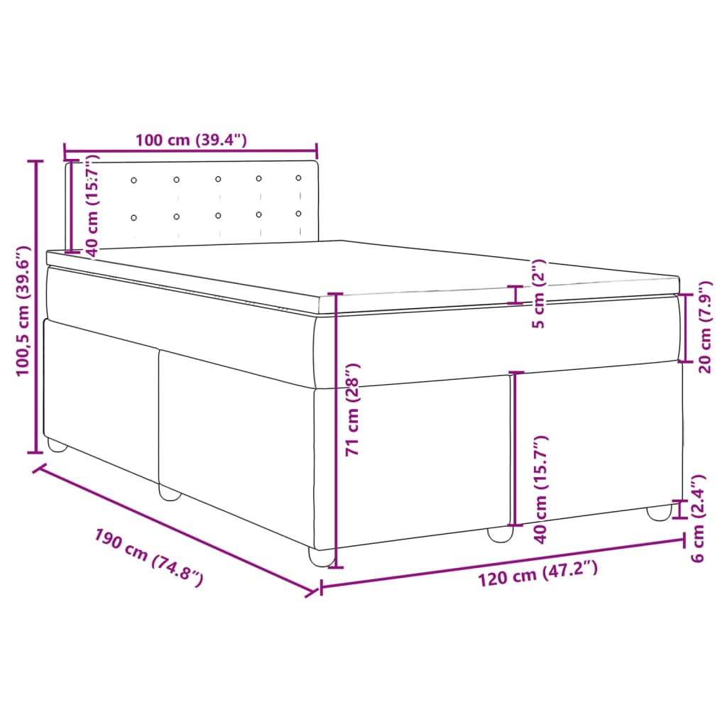 vidaXL Boxspring posteľ s matracom bledosivá 120x190 cm látka