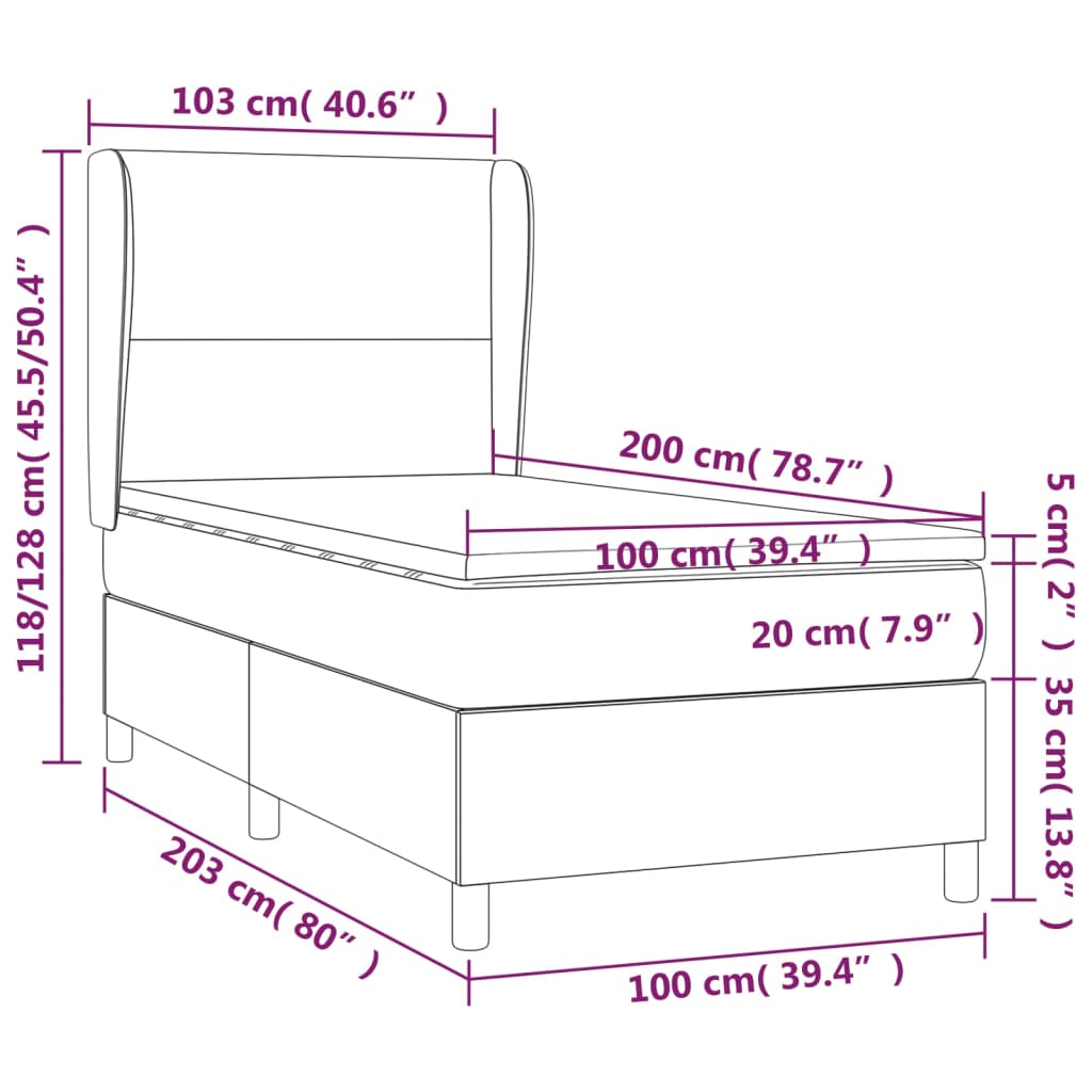 vidaXL Posteľ boxsping s matracom a LED čierna 100x200 cm látka