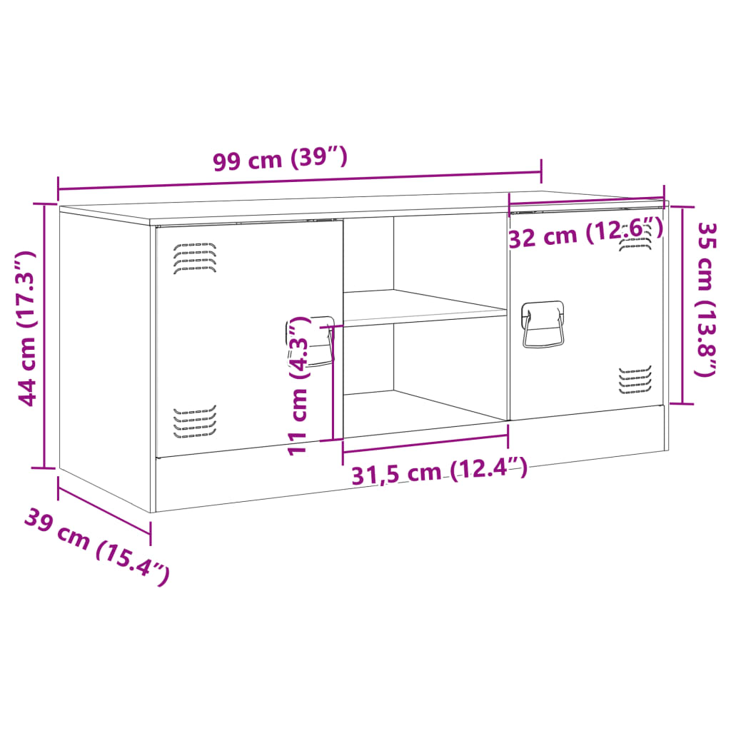 vidaXL TV skrinka antracitová 99x39x44 cm oceľ