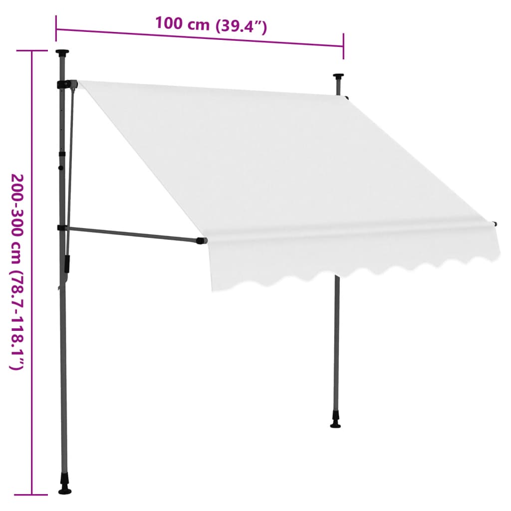 vidaXL Ručne zaťahovacia markíza s LED 100 cm, krémová