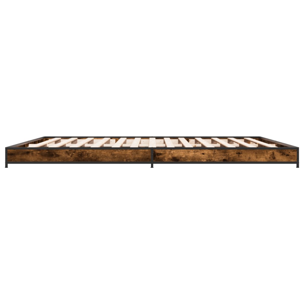 vidaXL Posteľný rám dymový dub 160x200 cm kompozitné drevo a kov