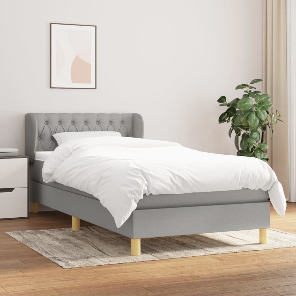 vidaXL Boxspring posteľ s matracom bledosivý 100x200 cm látka