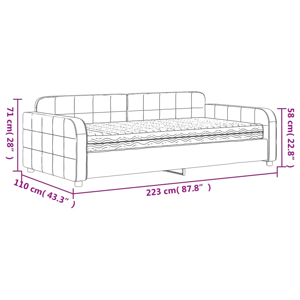 vidaXL Denná posteľ s matracom žltá 100x200 cm zamat