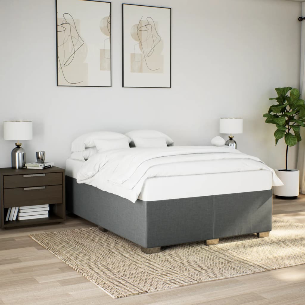 vidaXL Boxspring posteľ s matracom tmavosivá 140x200 cm látka