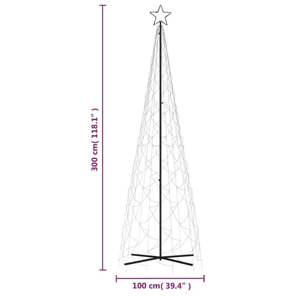 vidaXL Vianočný stromček kužeľ modré svetlo 500 LED 100x300 cm