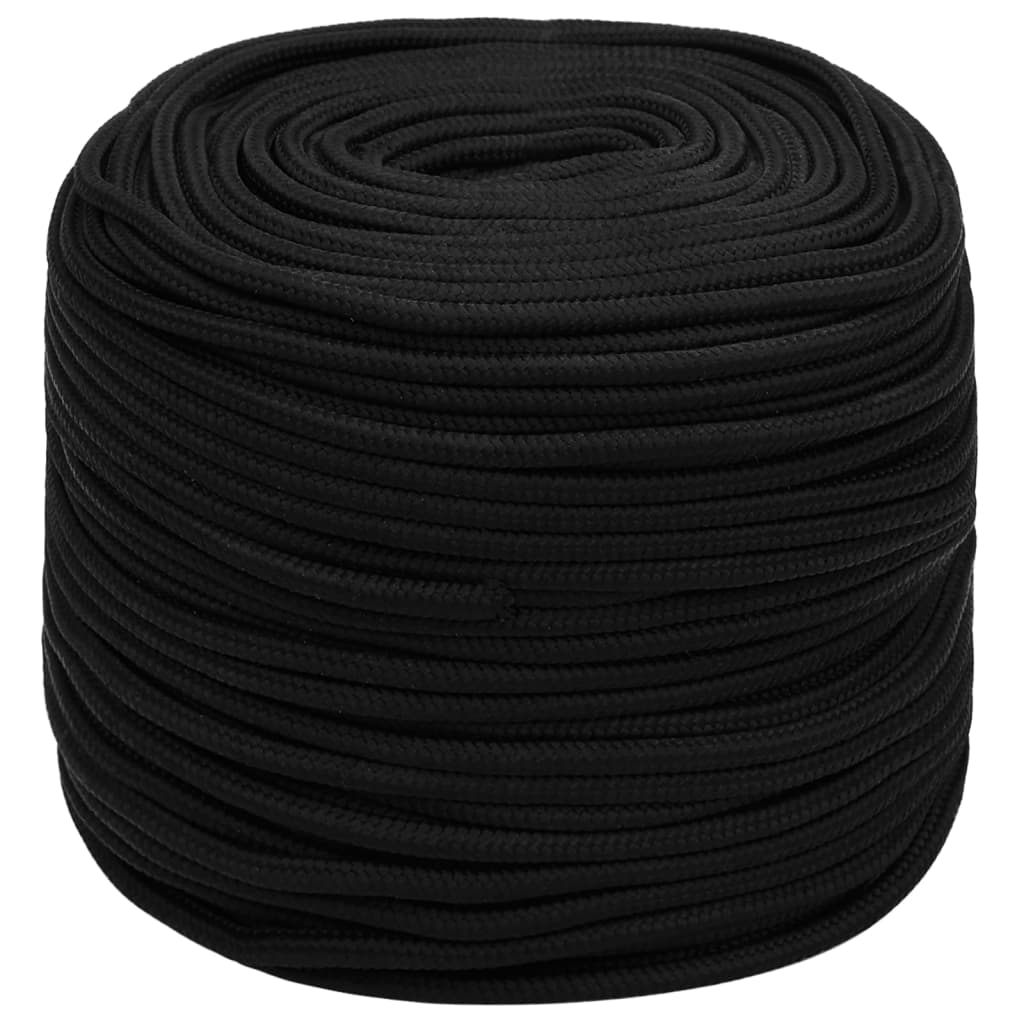 vidaXL Pracovné lano čierne 8 mm 25 m polyester