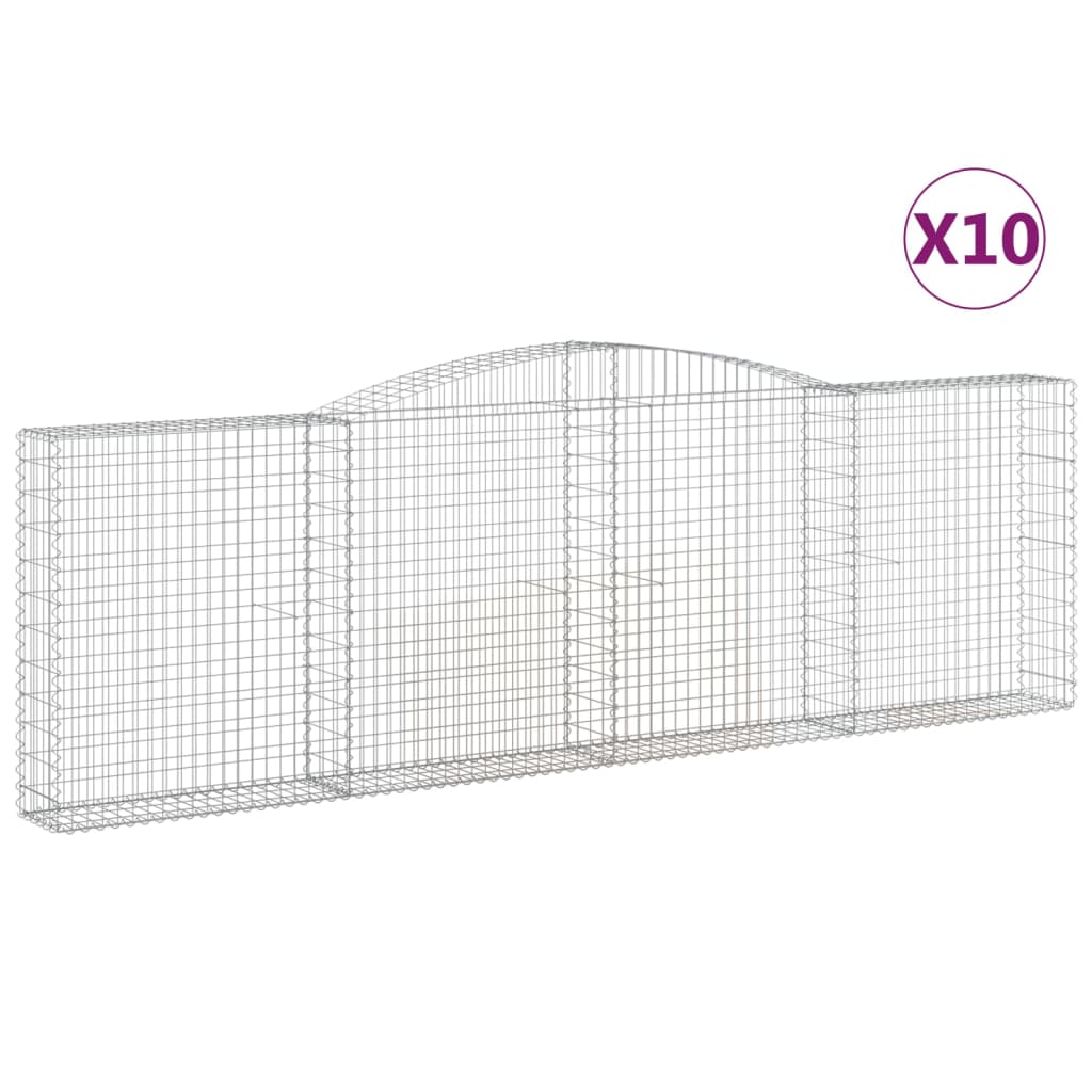 vidaXL Oblúkové gabionové koše 10 ks 400x30x120/140 cm pozink. železo