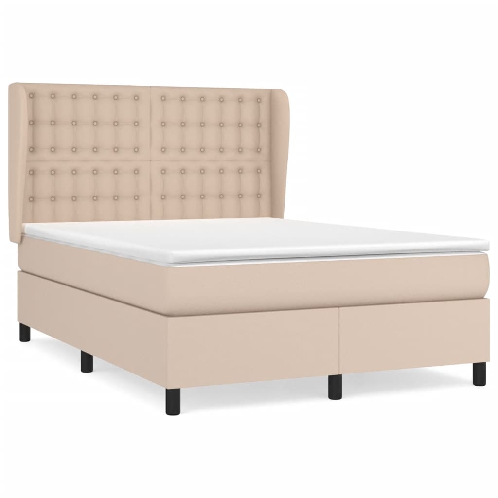 vidaXL Boxspring posteľ s matracom kapučínová 140x190 cm umelá koža