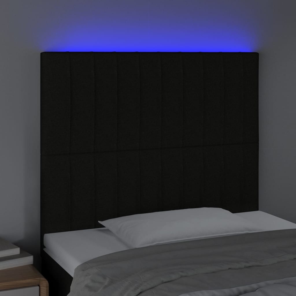 vidaXL Čelo postele s LED čierne 100x5x118/128 cm umelá koža