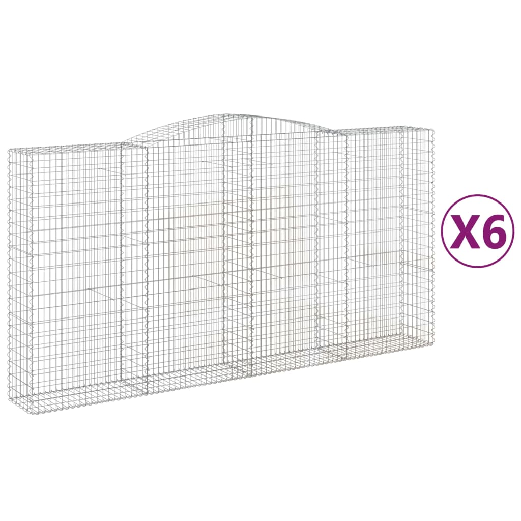 vidaXL Oblúkový gabionový kôš 6 ks 400x50x200/220cm pozinkované železo