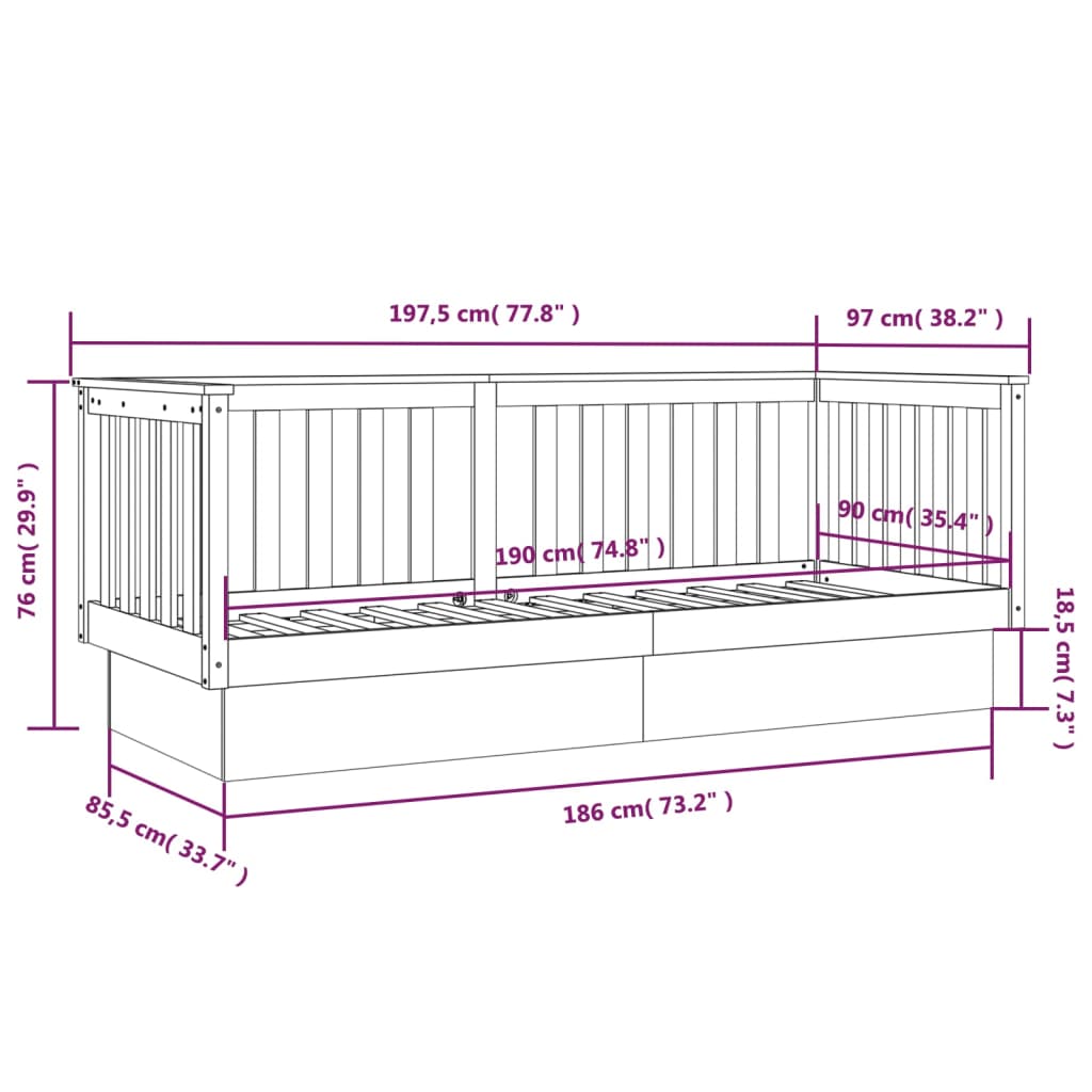 vidaXL Denná posteľ s matracom 90x190 cm masívna borovica